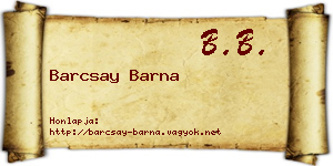 Barcsay Barna névjegykártya